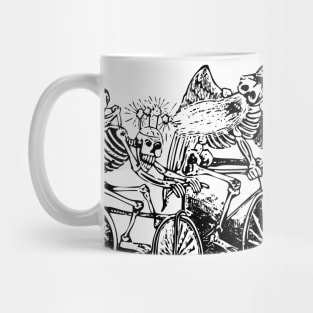 Calavera Cyclists | Day of the Dead | Dia de los Muertos | Skulls and Skeletons | Vintage Skeletons | Black and White | Mug